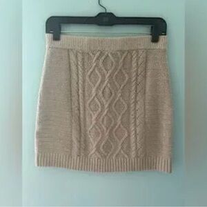 Free People RARE mini knit skirt grey beige ish